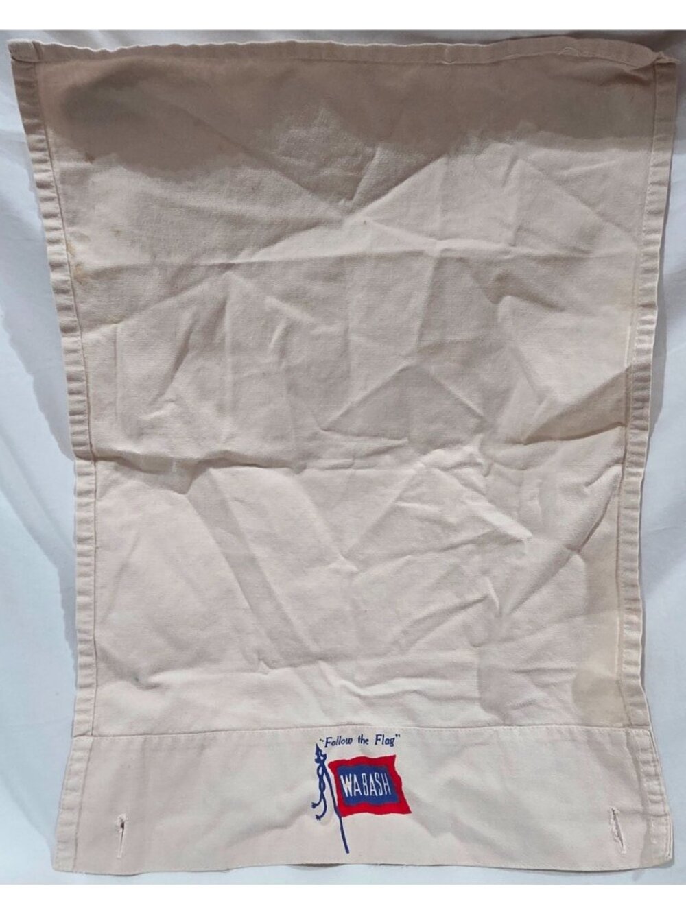 Vintage WABASH Follow the Flag railroad train car seat cloth Headrest Cover 15"W